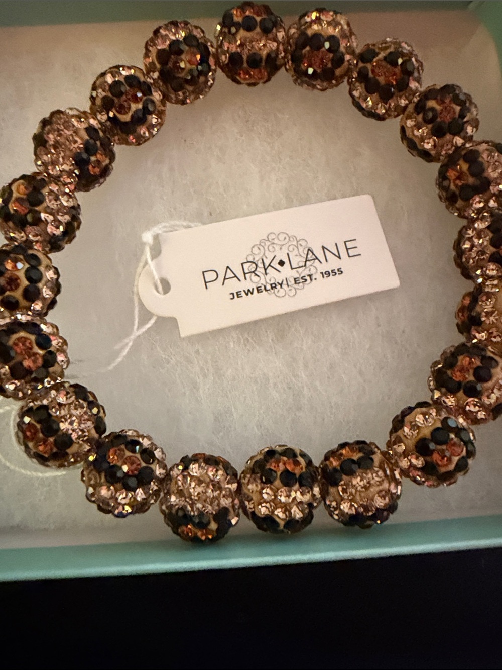 Park Lane Rose Gold and Black Beaded Stretch Bracelet